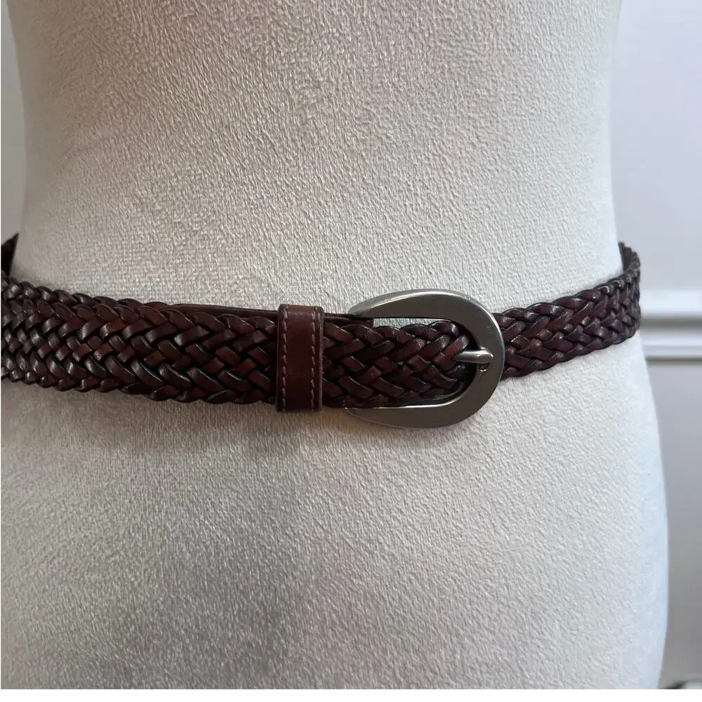 Coach Brown Braided Woven Leather Belt Made in Turkey 40” Boho Classic